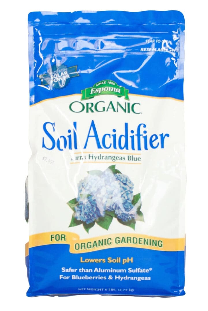 Bag of organic soil acidifier for gardening.