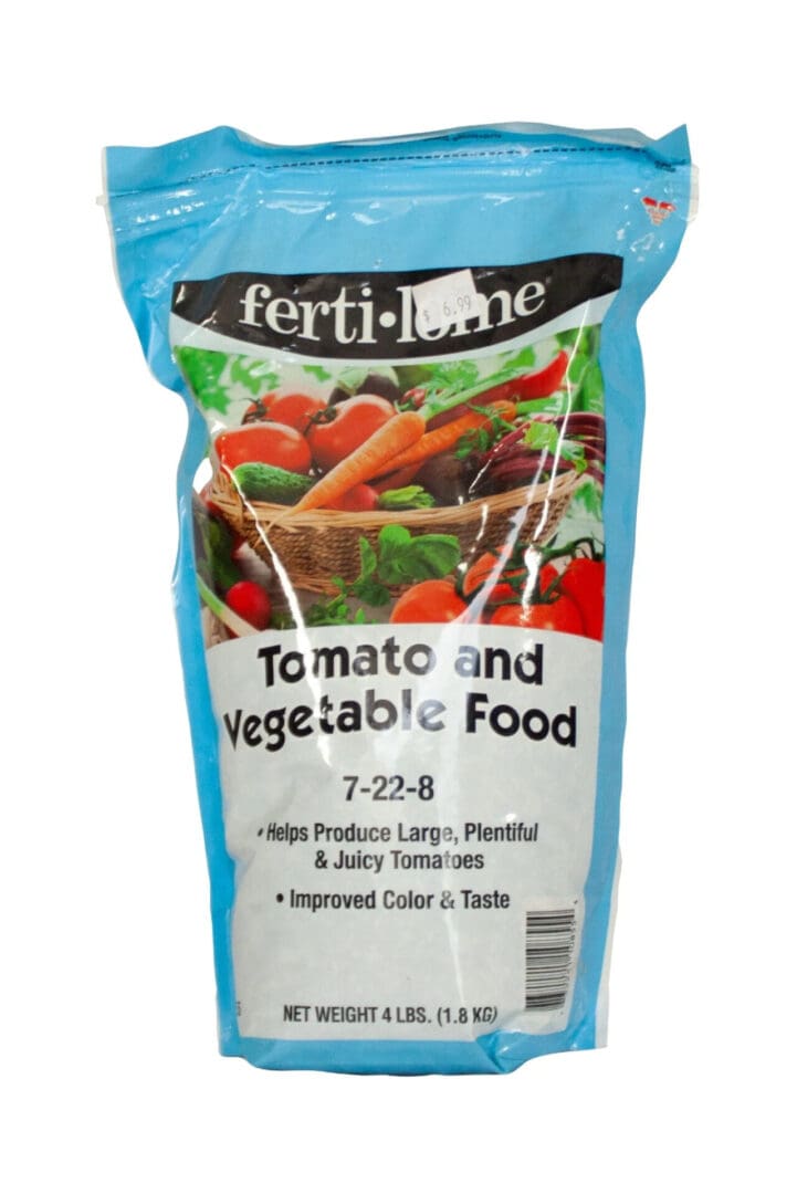 Bag of Fertilome Tomato and Vegetable Food for plants.