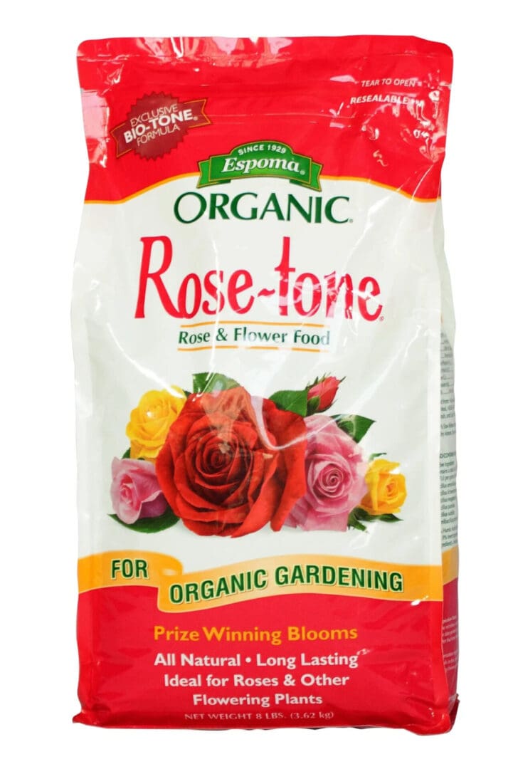 Organic Rose-tone fertilizer bag for gardening.