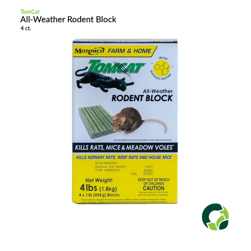 All-weather rodent block for pest control.