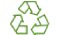 Small dark green recycling triangle icon